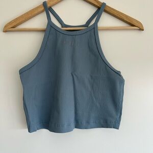 NOBULL Slate Blue Ribbed Crop Tank